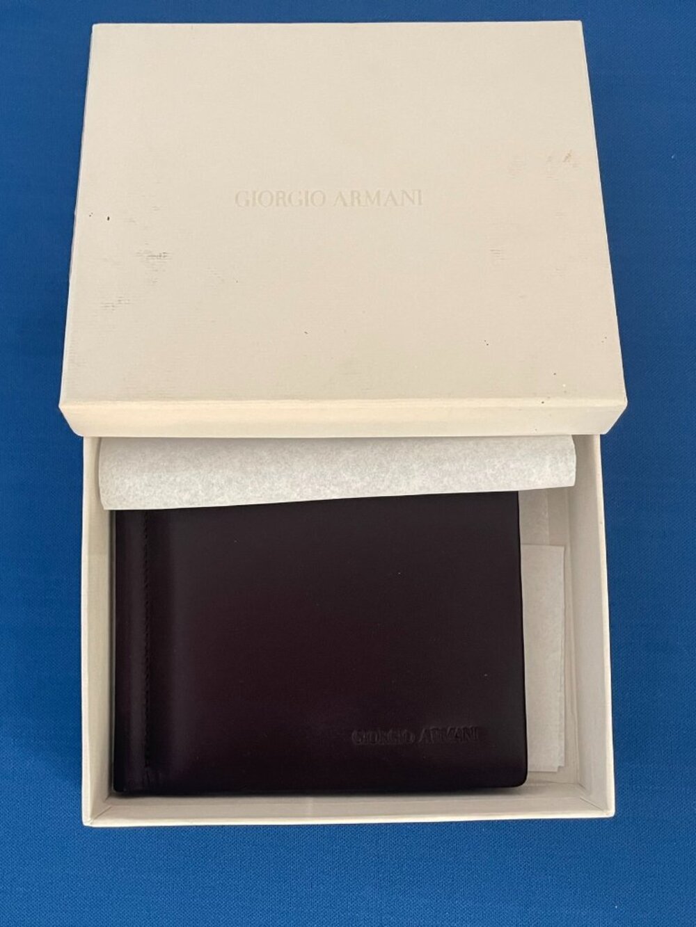 Giorgio Armani Dark Brown Leather Bifold Wallet NWT Box & COA